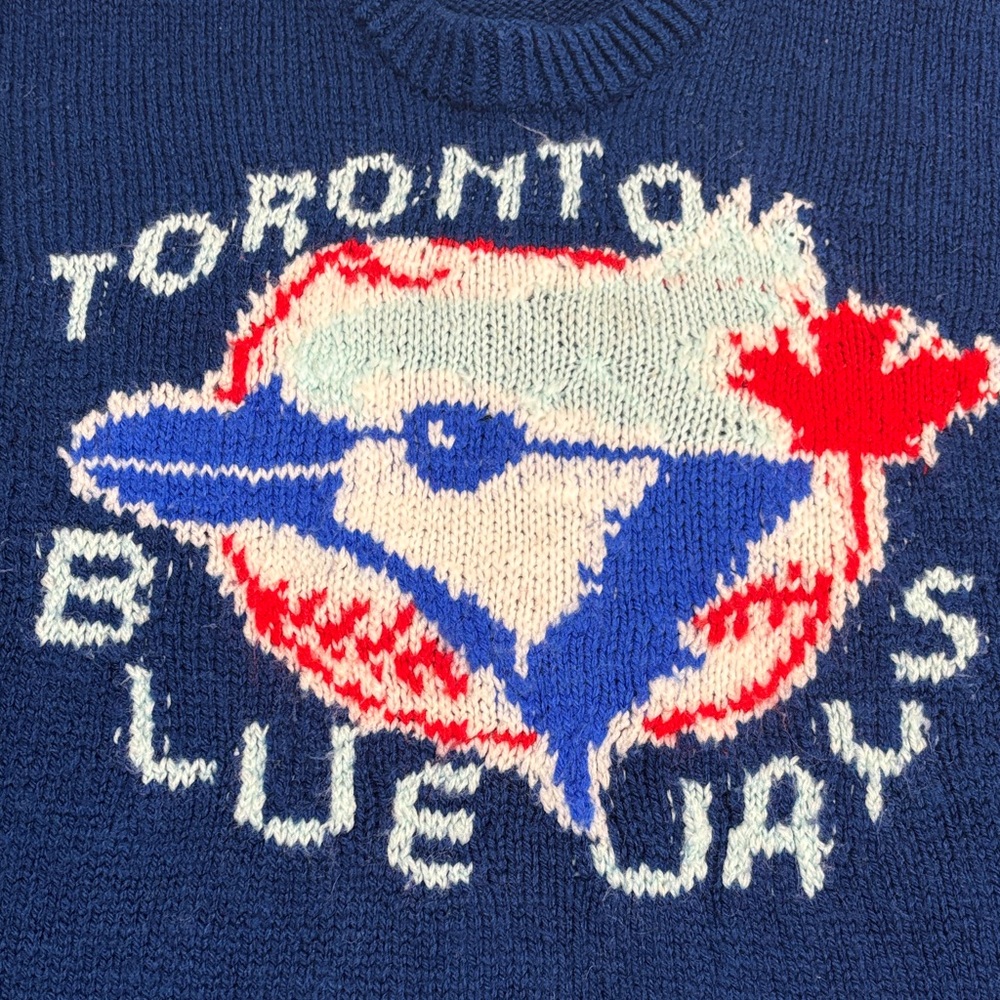 Vintage Home Knit Toronto Blue Jays Navy Sweater - Picture 4 of 7
